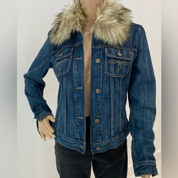 NWOT Ralph Lauren Denim Jeans Jacket with Detachable Faux Fur - Picture 2 of 14